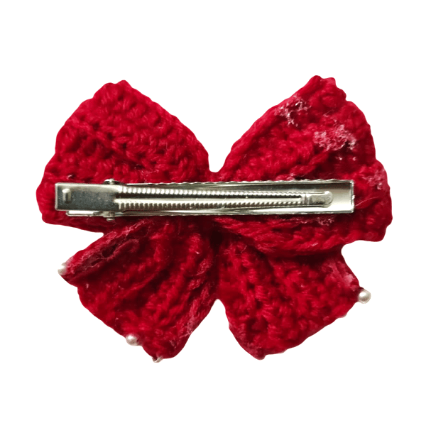 Handmade Crochet Bow Hair Clip view 2