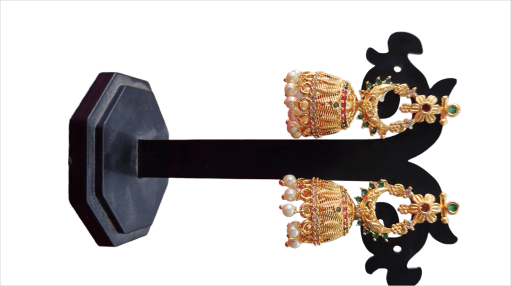 Gold Plated Traditional Chandbali Earrings With Pearls For Women-02 view 2