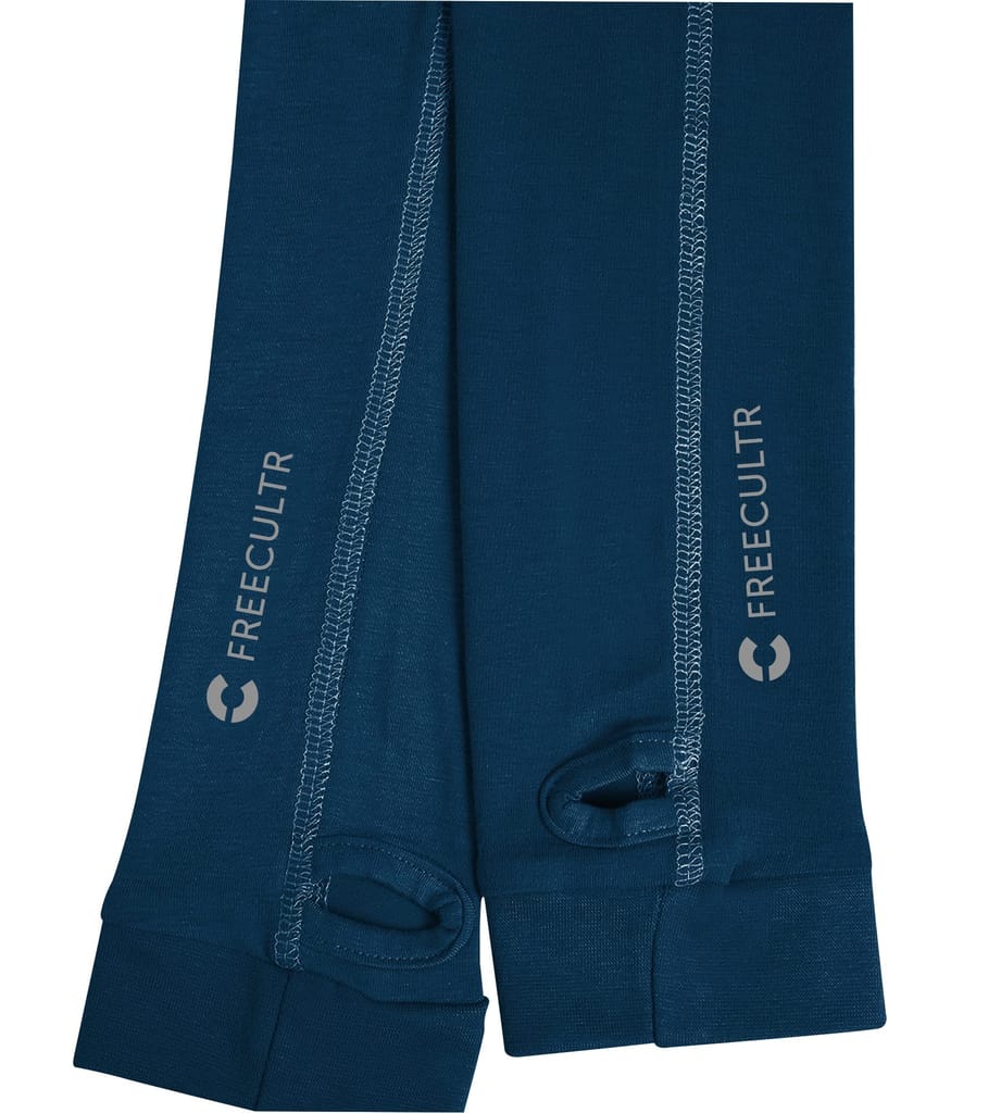 FREECULTR Unisex Breatheable Bamboo Cotton Antibacterial Arm Sleeves with in Built Glove (Sapphire Blue Pack 1) view 2