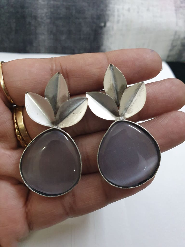 German Silver Oxidized studs Earrings view 2