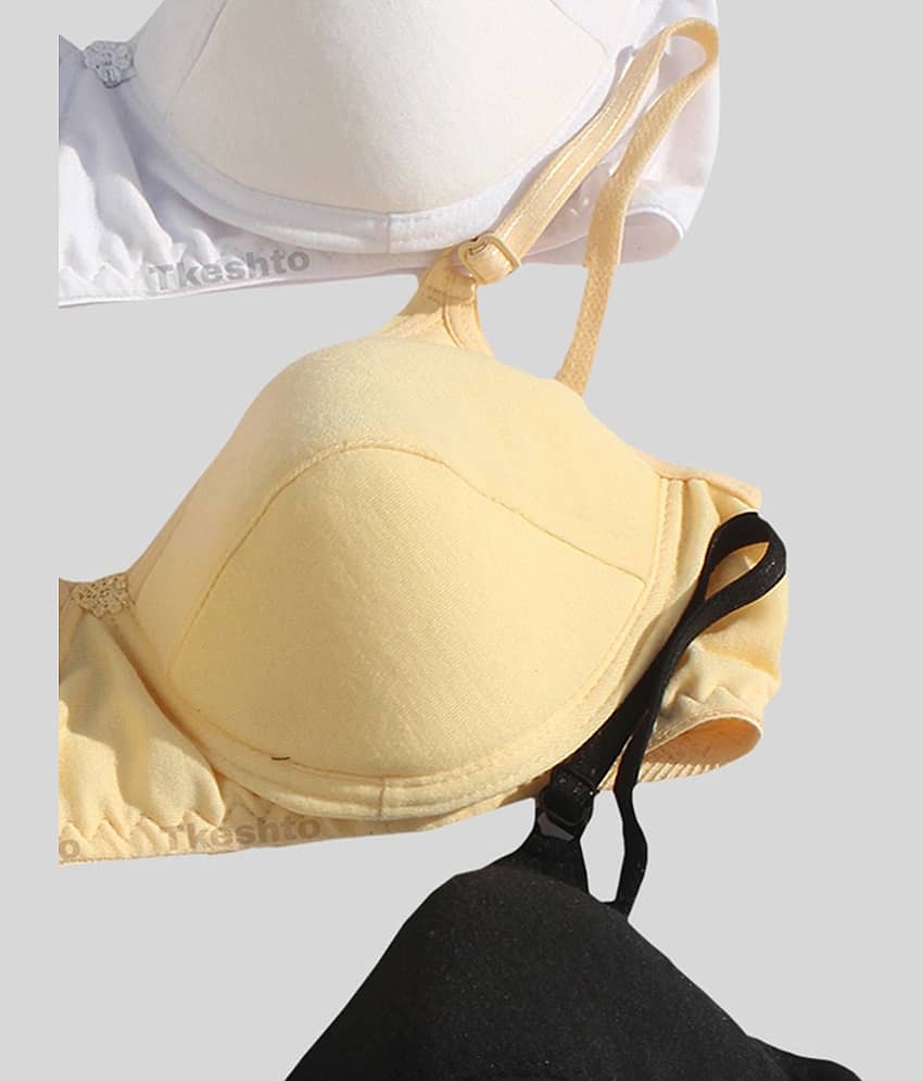 Tkeshto Pack of 3 Cotton Women's Everyday Bra ( Multi Color ) view 2