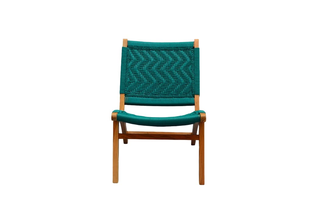 Orchid Homez Hand Woven Lounge Chair Solid Wood Outdoor Chair with Stool (Natural, Pre-Assembled) (Sea -Green) view 2