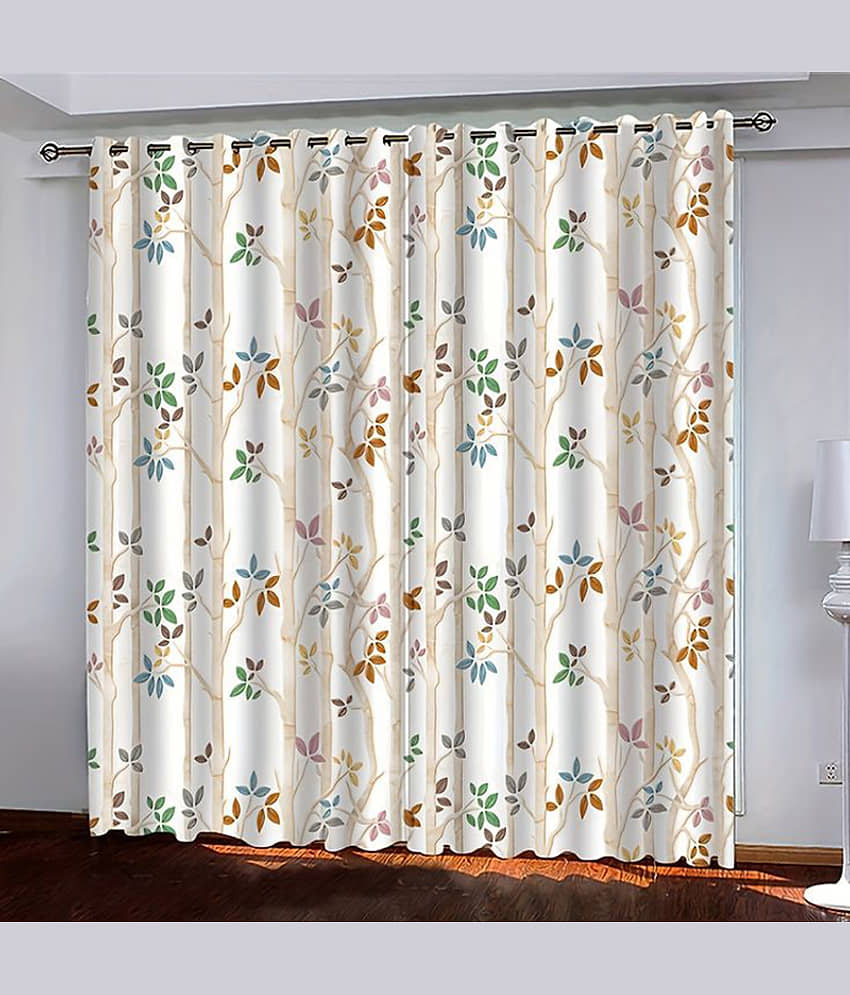 V21 decod Graphic Room Darkening Eyelet Curtain 9 ft ( Pack of 1 ) - White view 2