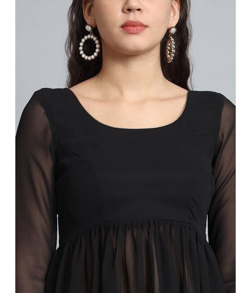 Fab Fashion Black Anarkali Georgette Women's Stitched Ethnic Gown ( Pack of 1 ) view 2