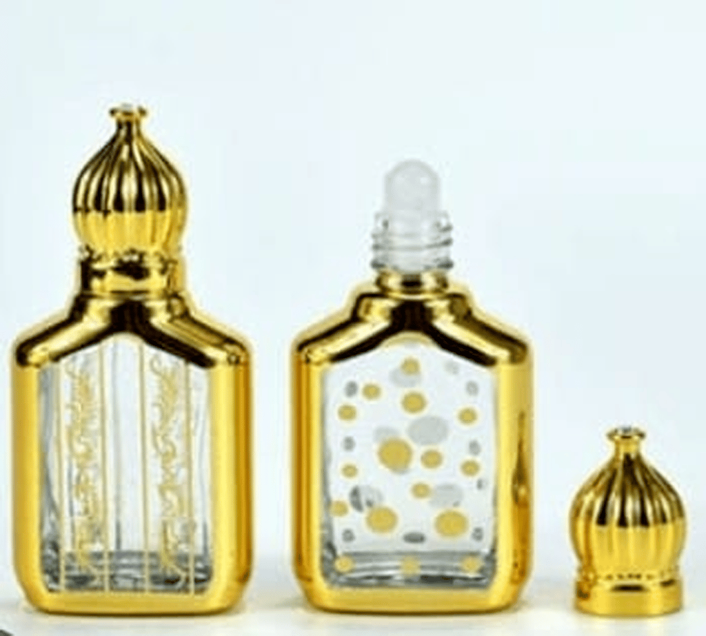 Mii Art Set of 2 Decorative 10ml Glass Fragrance Bottles with Gold Finish – Premium Empty Containers for Gifting view 2