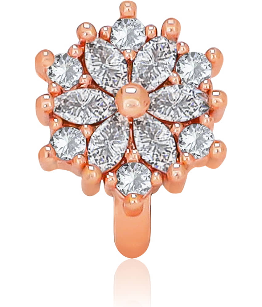 Wester Look Daily Wear Rose Gold Plated AD Stone Nose Rings For Women And Girls