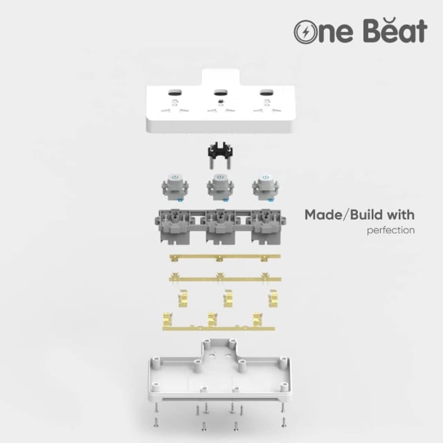 One Beat Cordless Extension Board with Individual Switch-Multi Plug Socket with 3 Sockets - Flex Board with Safety Shutter Protection view 2