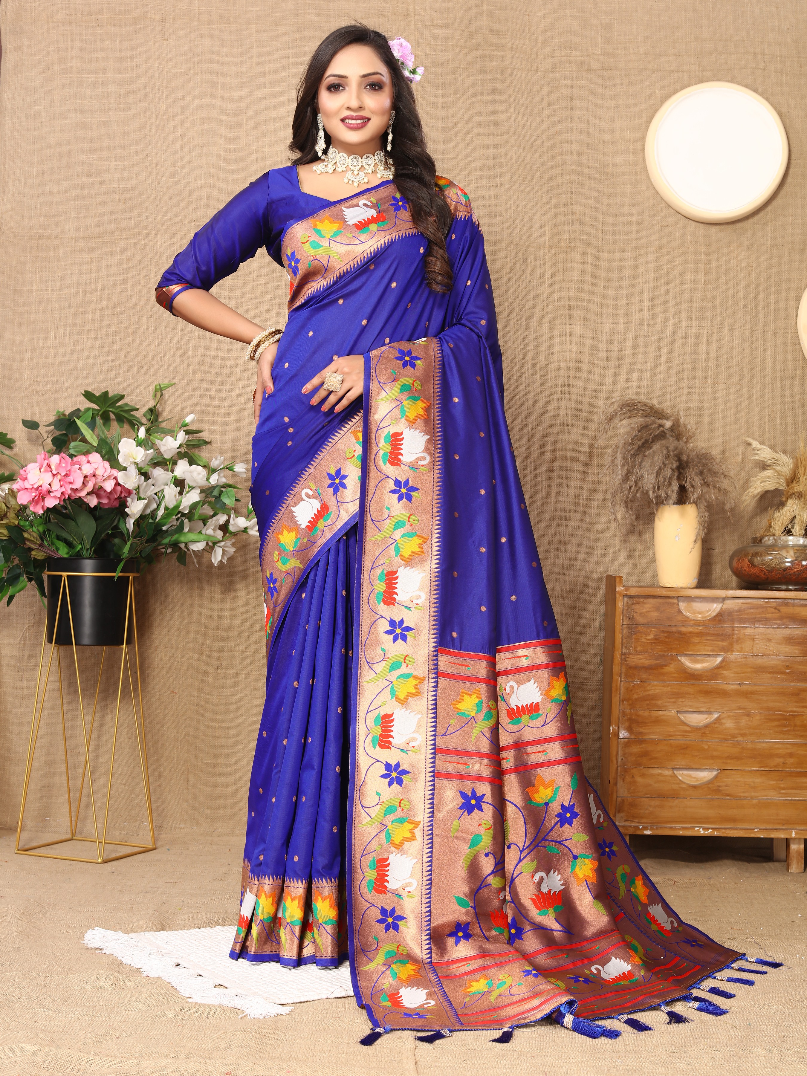 Soft Paithani silk saree with Meenakari weaw... view 2