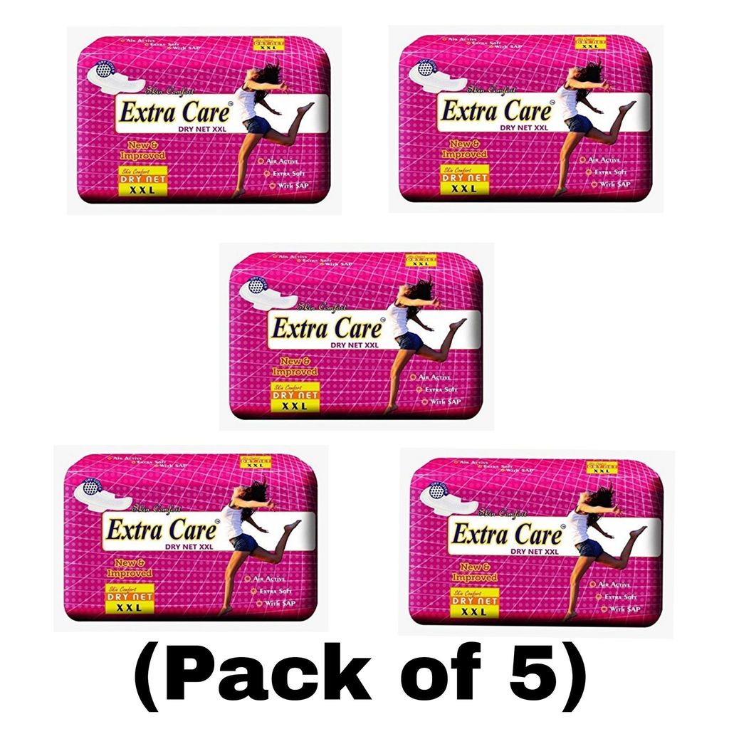 Extra Care Dry Net Sanitary Pads for Women | Skin Friendly, Odour free Sanitary Napkins (35 Sanitary Pads, Size 2XL) Pack of 5 view 2