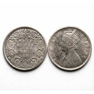 Half Rupee 1898 Victoria Queen, British India Silver-plated old Fancy Coin view 2