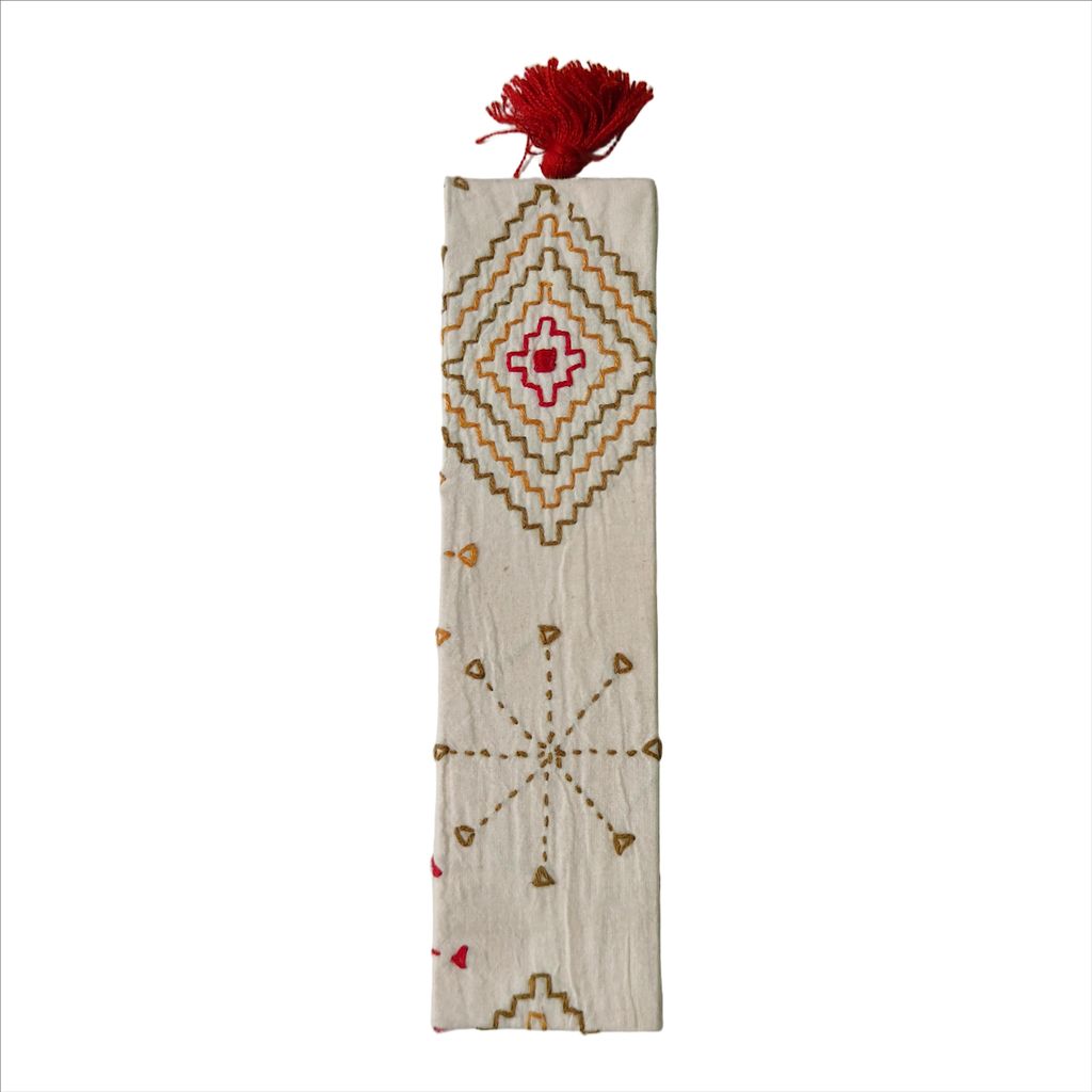 CHARBHUJ Embroidered White Bookmark view 2