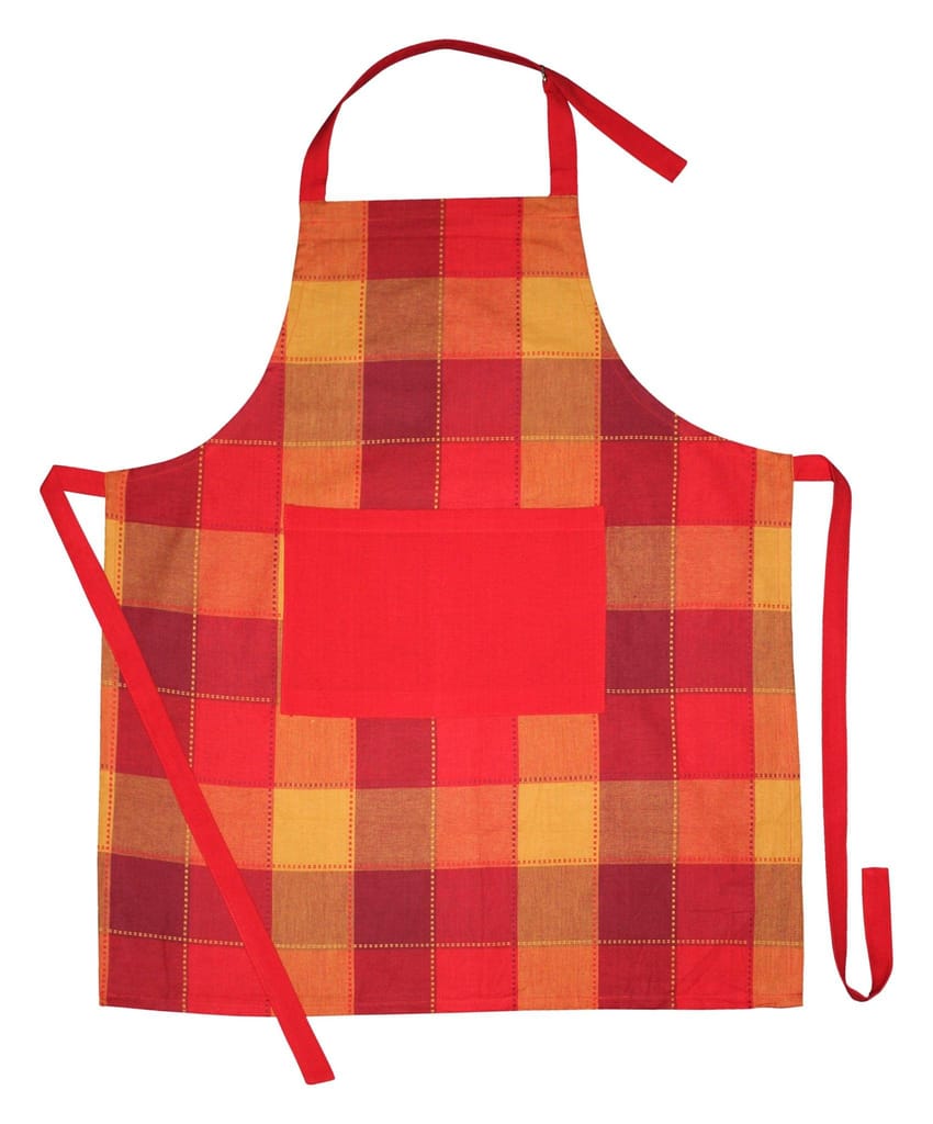 AIRWILL, 100% Cotton Yarn-dyed Designer Weaved Aprons, Sized 65cm in Width & 80cm in Length with 1 Center Pocket, Adjustable Buckle on Top and 2 Long Ties On Both 2 Sides. Pack of 6 Pieces view 2