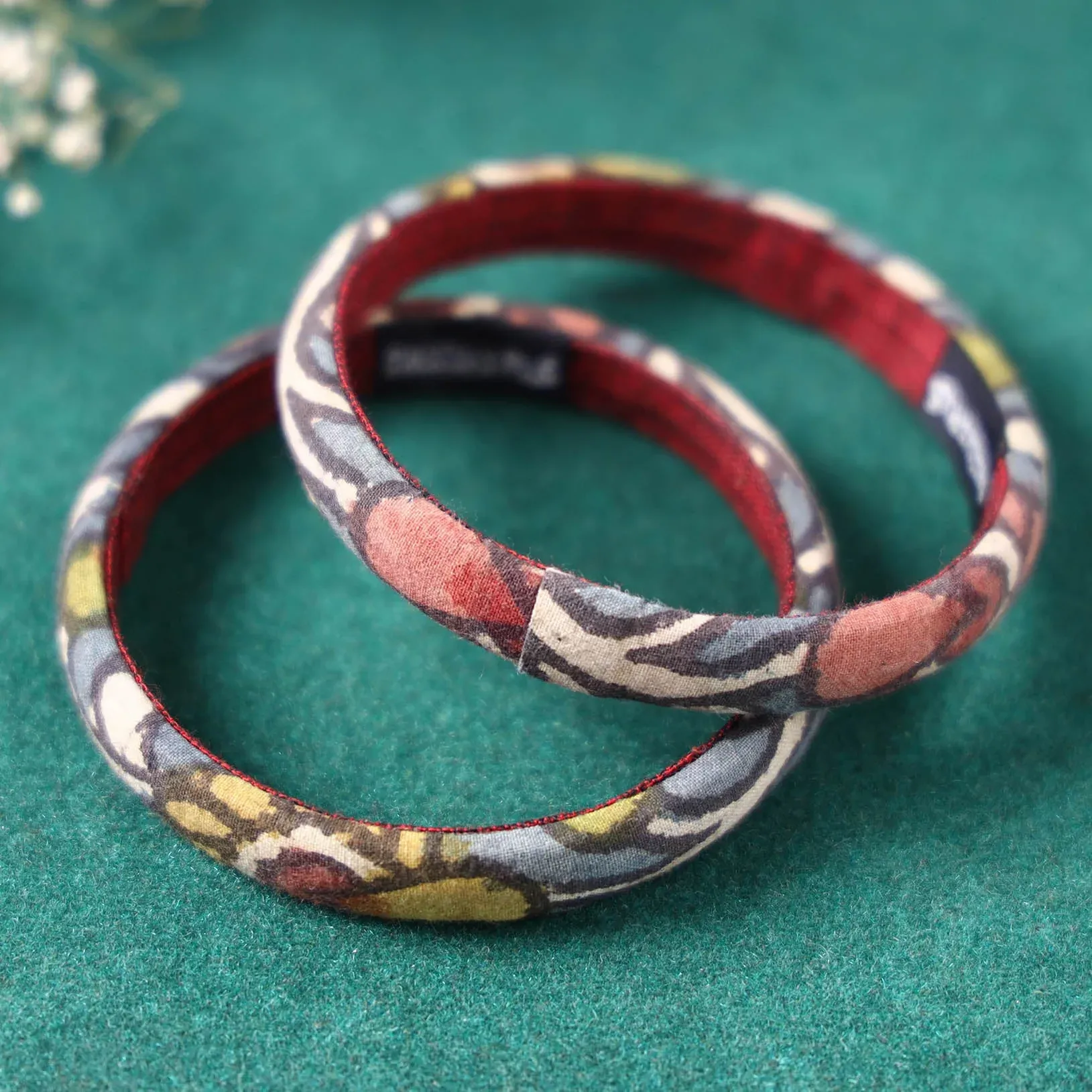 Multicolor Handpainted Kalamkari Dyed Bangles (Set of 2) view 2
