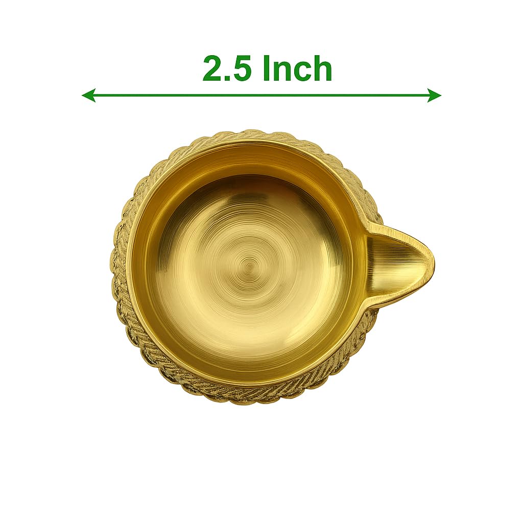 Premium Kuber Diya 2.5 Inch � Meenakari Finish Brass Oil Lamp for Home, Diwali, Pooja & Festive Decor � Golden Agal Vilakku � Compact & Elegant Design � Traditional Gift view 2