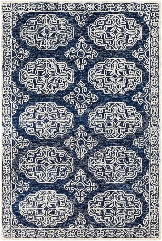 Hand-Tufted Granada Blue and Beige Wool Rug view 2