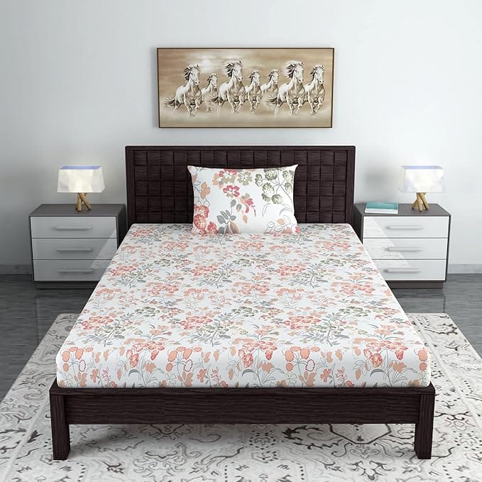Luxury Floral Printed Cotton Sateen Sheet Set - Soft and Breathable Bedding with a 400 Thread Count view 2