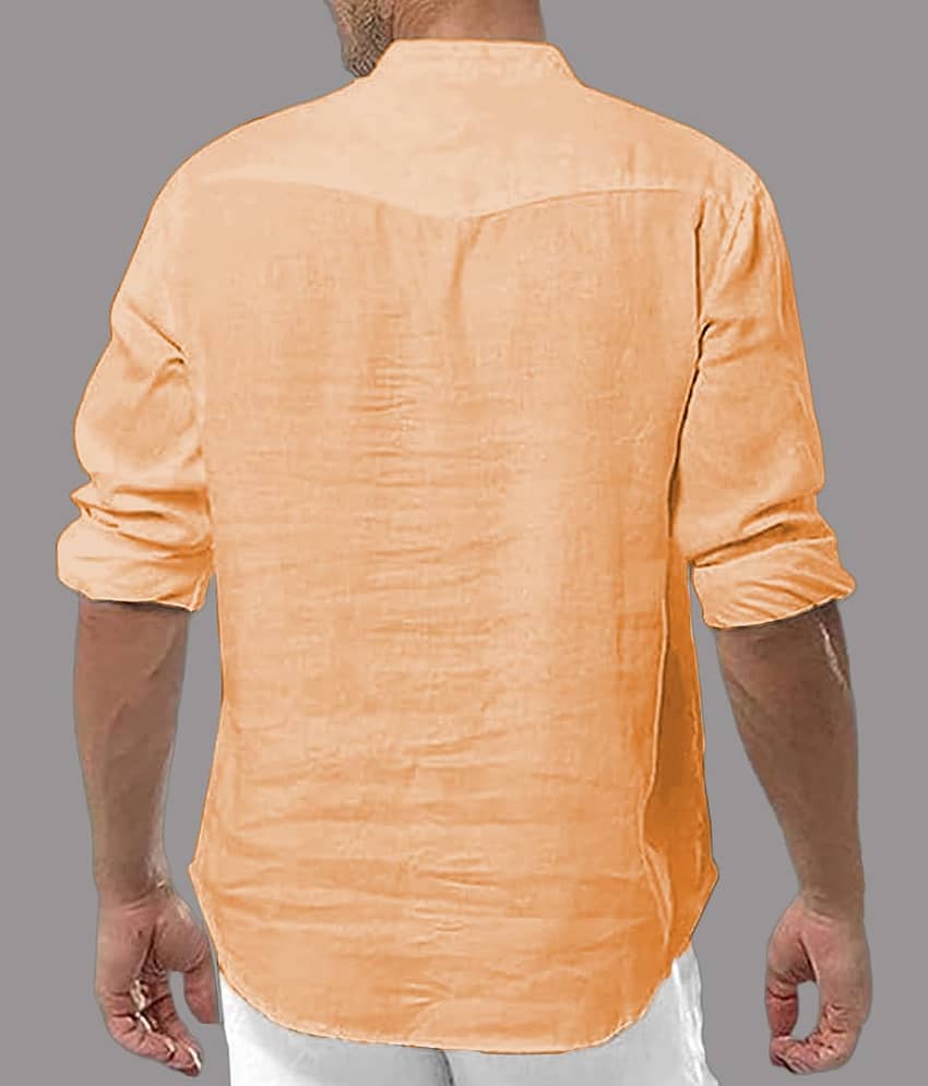UNI VIBE Brown Cotton Blend Men's Shirt Style Kurta ( Pack of 1 ) view 2