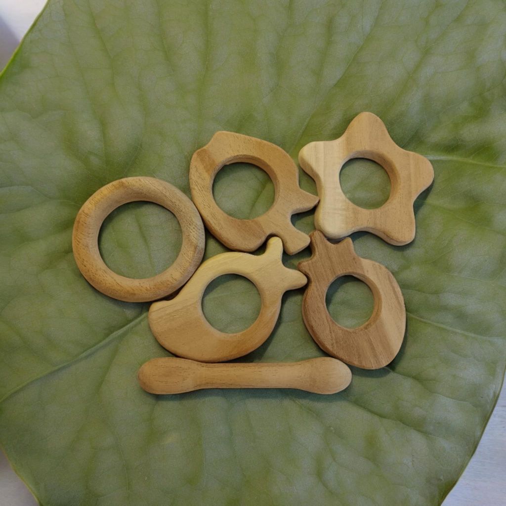 Neemtoys Immunity Boosting Neem Teethers For Babies at Teething Age of 0 to 3 Years, Apple, Mango, Strawberry, Ring, Star & Dumble with Multiple Textured Surface Shapes Teether, Teething Toy for Kids (Brown) view 2