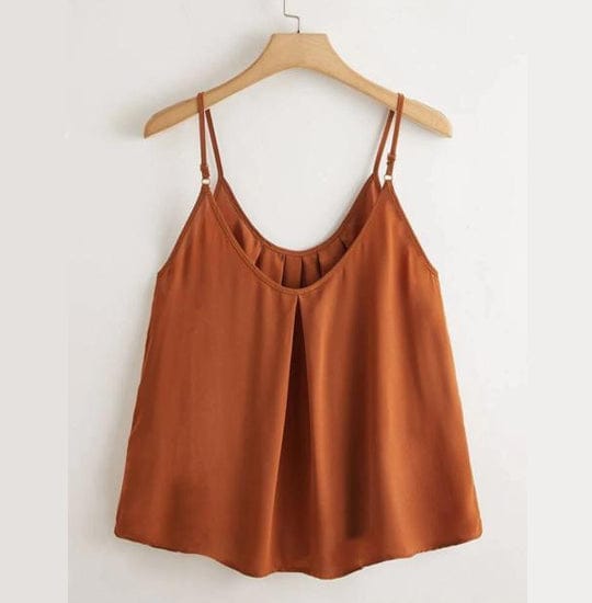 Brown Solid Tank Top view 2