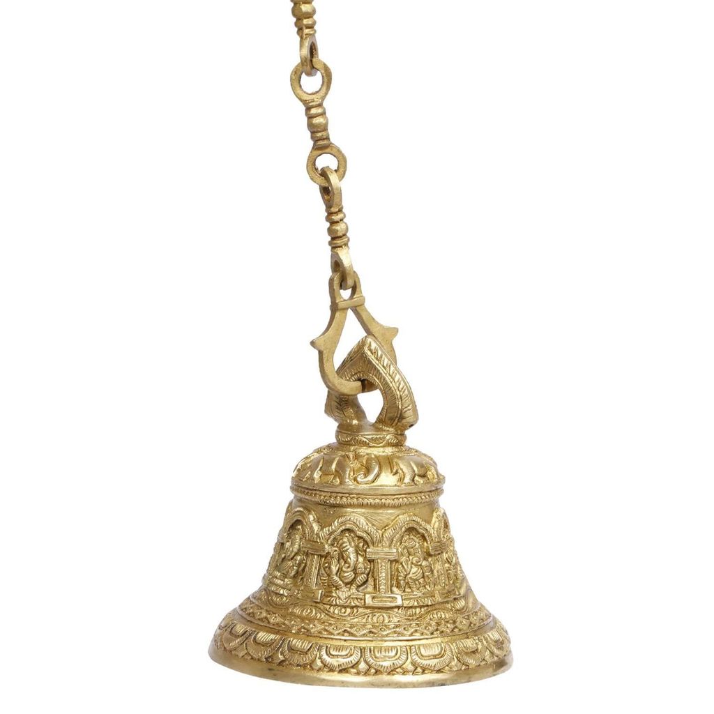 Artvarko Brass Metal Antique Ashta Vinayaka Temple Hanging Bell Lord Ganesha Engraved for Home Decor Temple Mandir Pooja view 2