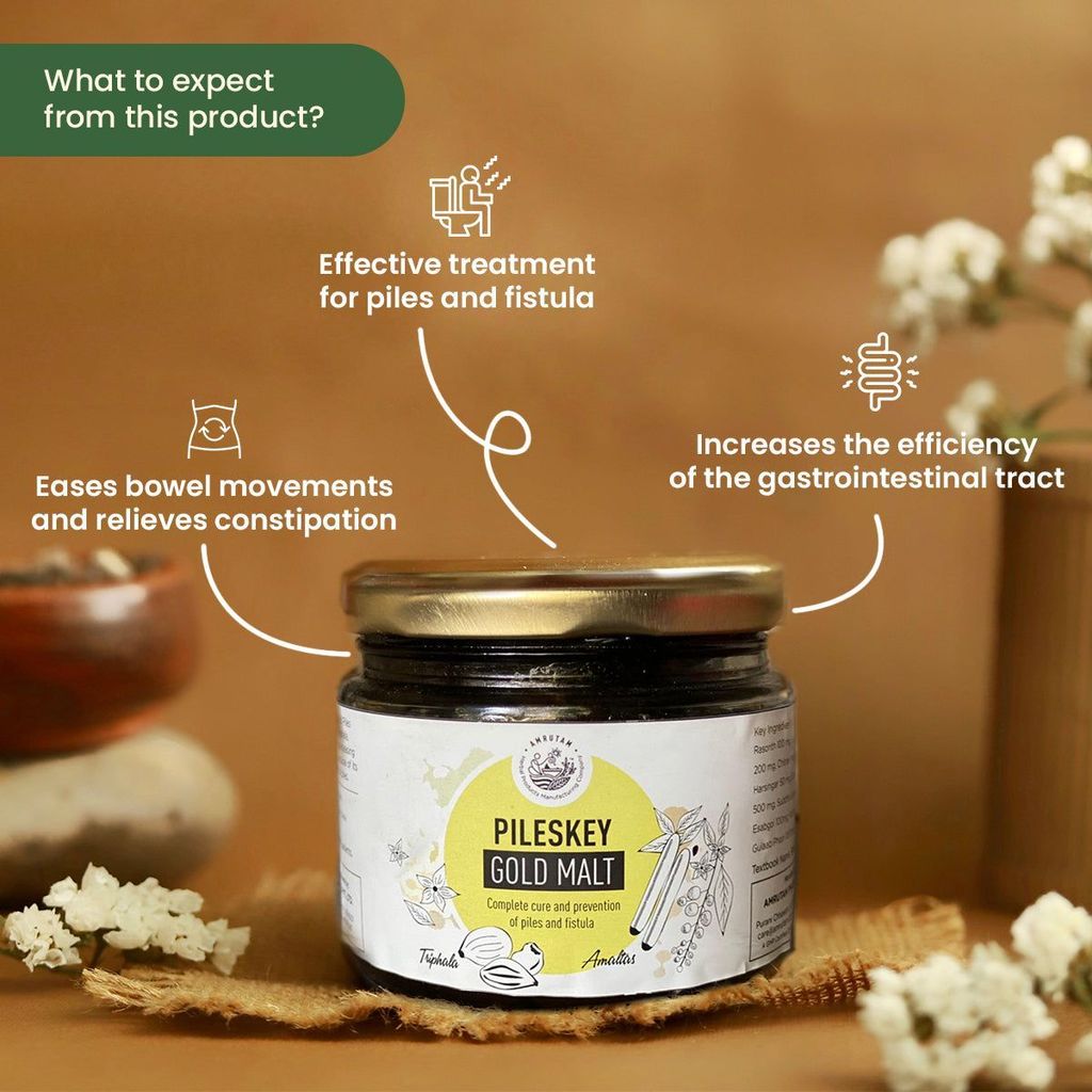 Amrutam Pileskey Gold Malt | Complete Ayurvedic Cure For Piles and Fistula view 2