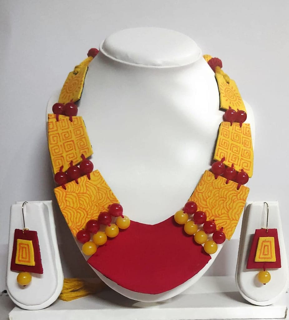 Le bijouxistic EKAM EK delicately designed fabric pendent set with earrings with fish design for women and girls for casual and formal occasions view 2