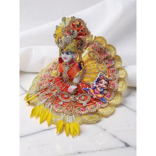 Handcrafted Laddu Gopal Poshak with Matching Mukut | Bal Gopal Heavy Designer Dress Set view 2