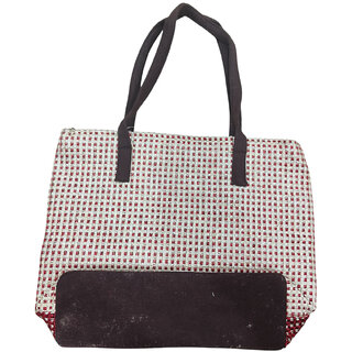White Premium Jute Hand Crafted Design Multipurpose Bag For Women view 2