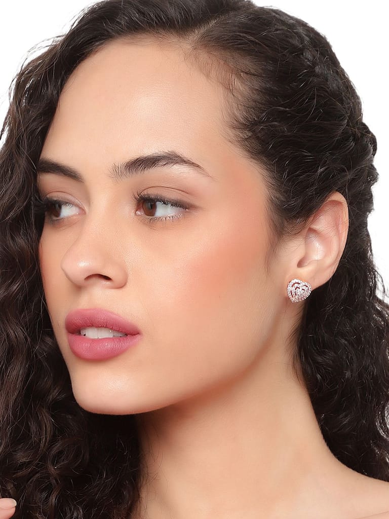 Cardinals Rose Gold Polish American Diamond Stud Earrings view 2
