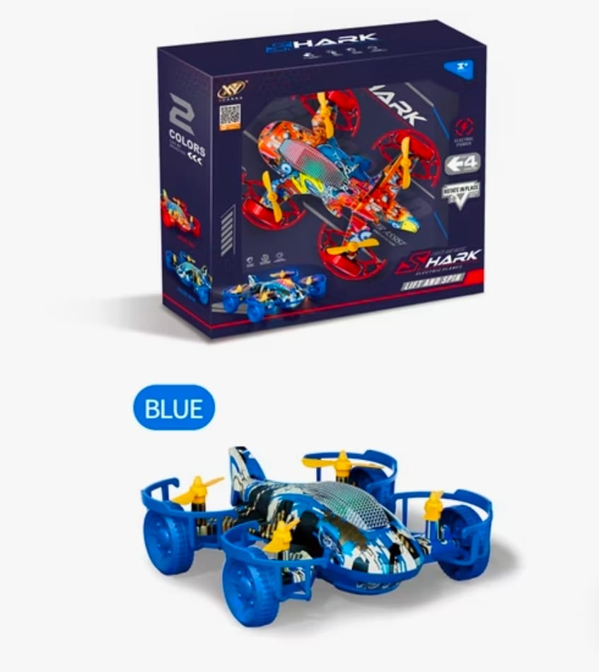 VTTOYS Stunt Quad Drone Toy for Kids | Easy-to-Fly Flying Car Drone with 360° Flips, LED Lights & Stunt Mode | Durable Quadcopter Toy for Boys & Girls (Blue & Red)