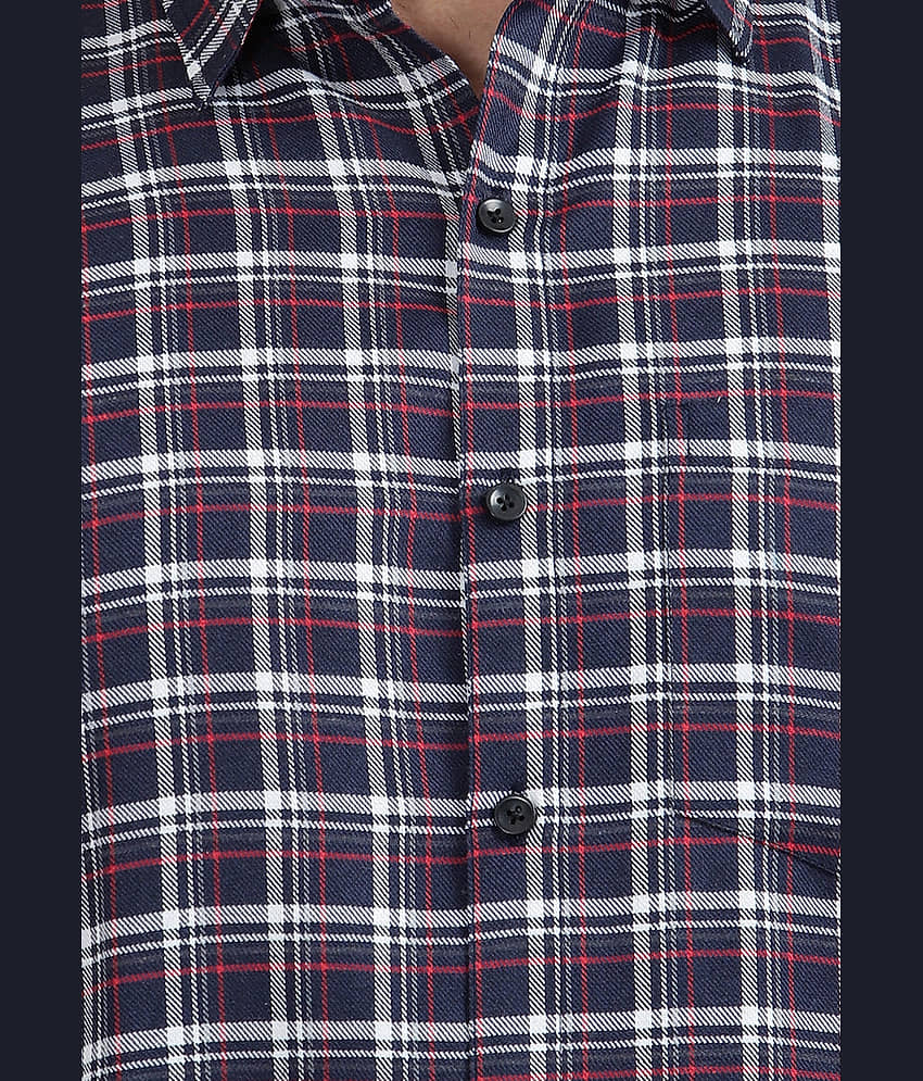 TrendiVastra Cotton Blend Slim Fit Checks Full Sleeves Men's Casual Shirt - White ( Pack of 1 ) view 2