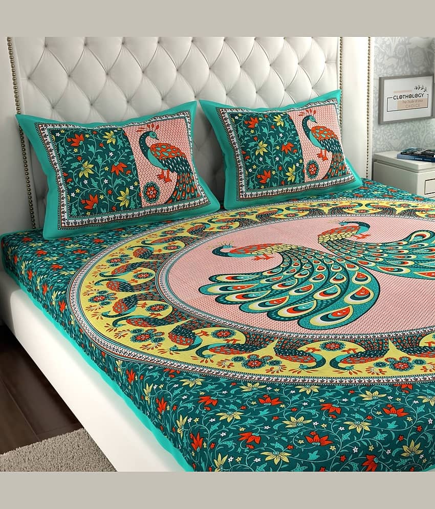 ABHACLOTHO Cotton 1 Double Bedsheet with 2 Pillow Covers ( Multicolor ) view 2