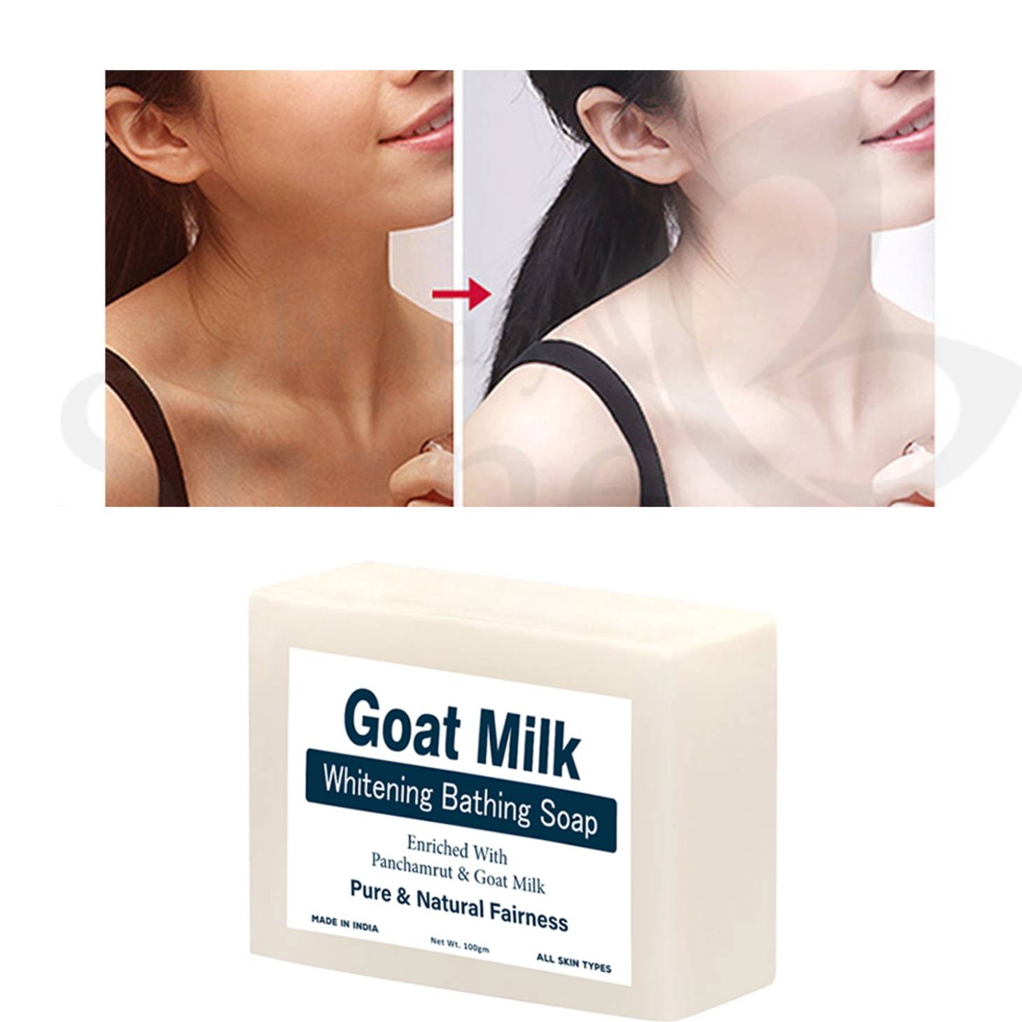 Goat Milk Soap For Skin whitening Pack of 1, 100g Each Soap, Hydrating and Nourishing, Smooth and Glowing Skin, Anti-Wrinkle, Vitamin A and E, For All Skin Type, Paraben Free and Sulphate Free, view 2