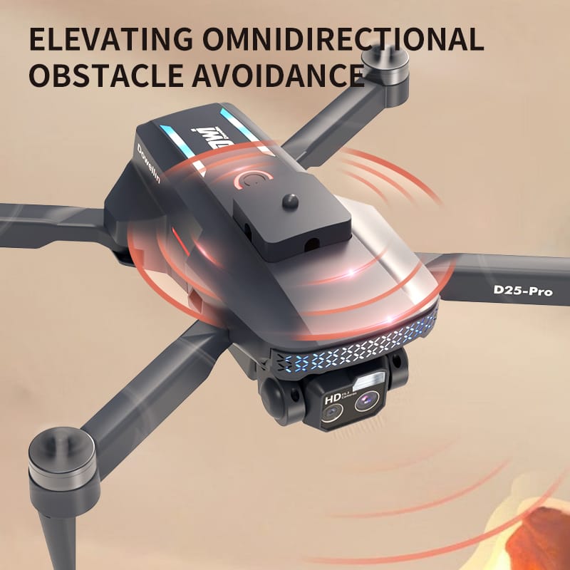D25 Pro 8K HD Double Camera Drone with Obstacle Avoidance Sensors , Optical Flow Position Hold, Gesture Control, One Key Return, Foldable RC Quadcopter Toy Drone for Kids & Beginners