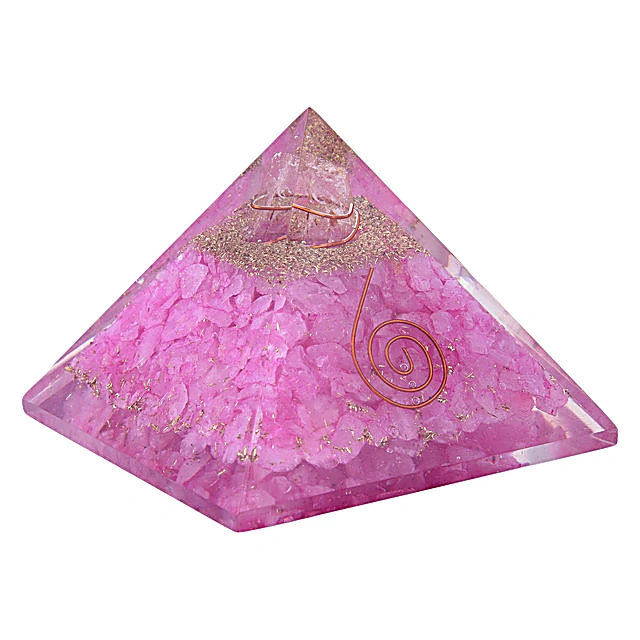 Rose Quartz Orgone Pyramid with Copper,Rose Quartz Stone with Crystal Point Pencil for Love & Relationship Happyness, Décor(KI_106) by Krishna Impex view 2