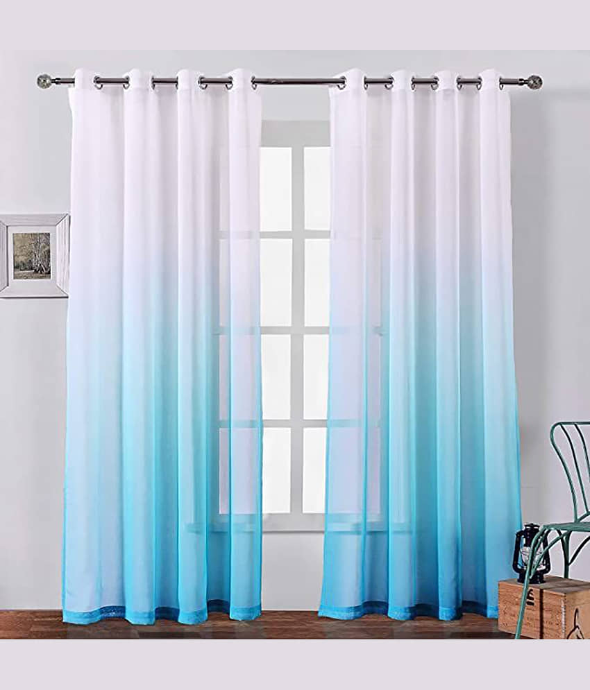 V21 decod Graphic Room Darkening Eyelet Curtain 5 ft ( Pack of 1 ) - Blue view 2