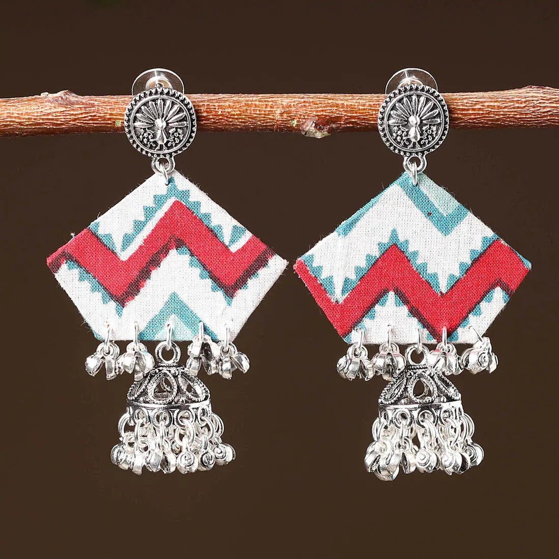 Multicolor - Mohini Handcrafted GS Fabart Earrings view 2