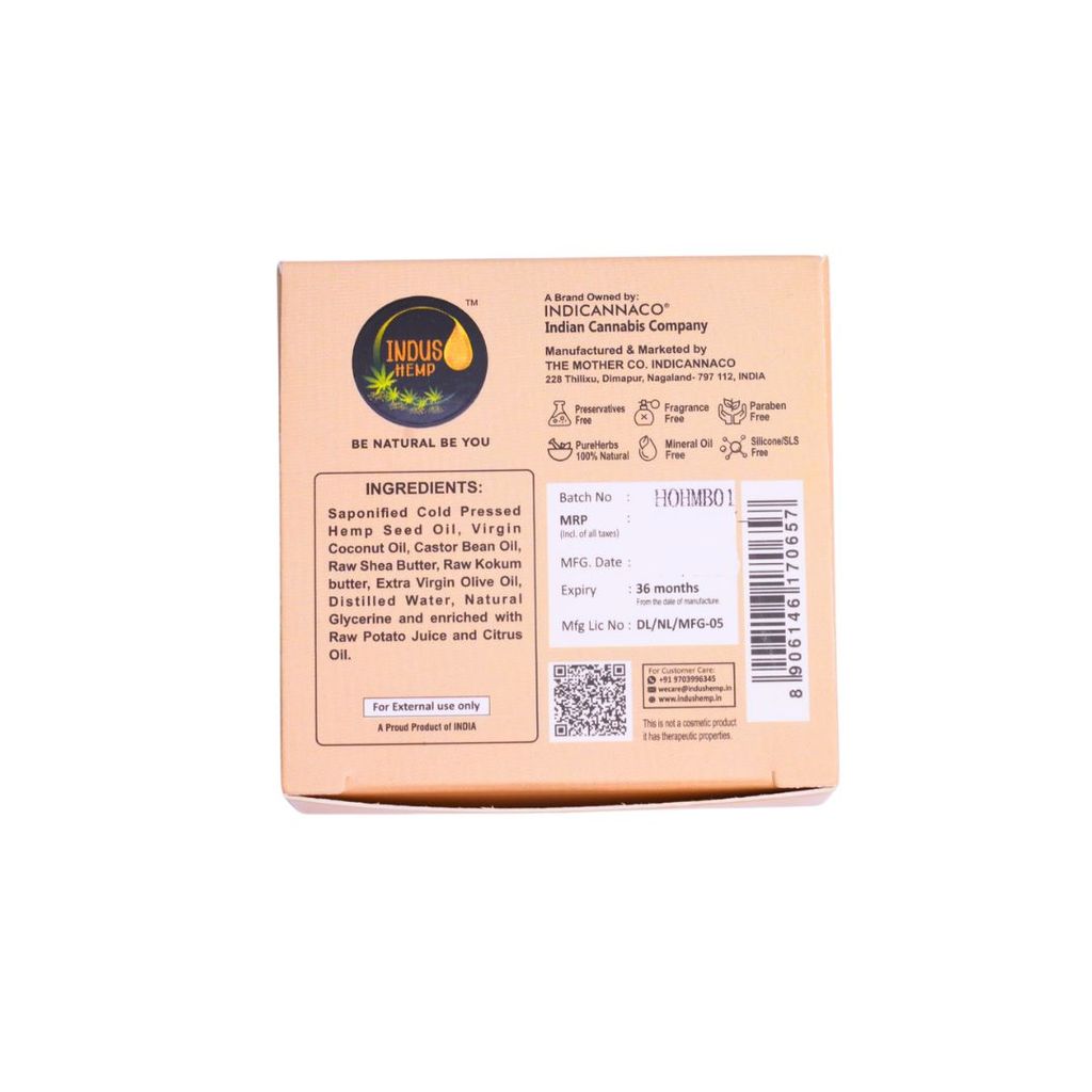 INDUS HEMP OATMEAL HONEY & MINT | LUXURY FACE & BODY SOAP|COMBATS PATCHY & DULL SKIN CONDITIONS & SOOTHES SKIN ALLERGIES | HANDMADE SOAP | 100G 3.52 oz view 2