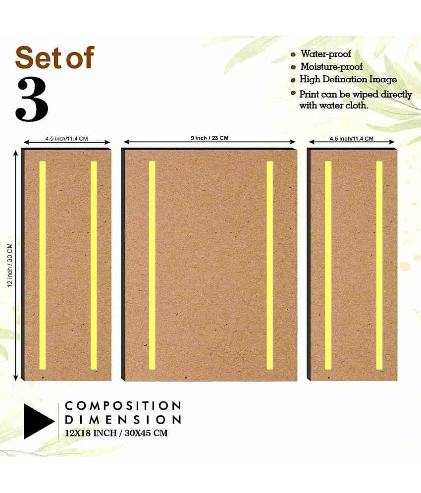 SNDArt Set Of 3 Modern Art Deer Wall Paintings For Home Decor Gift Items 12 x 18 inch view 2
