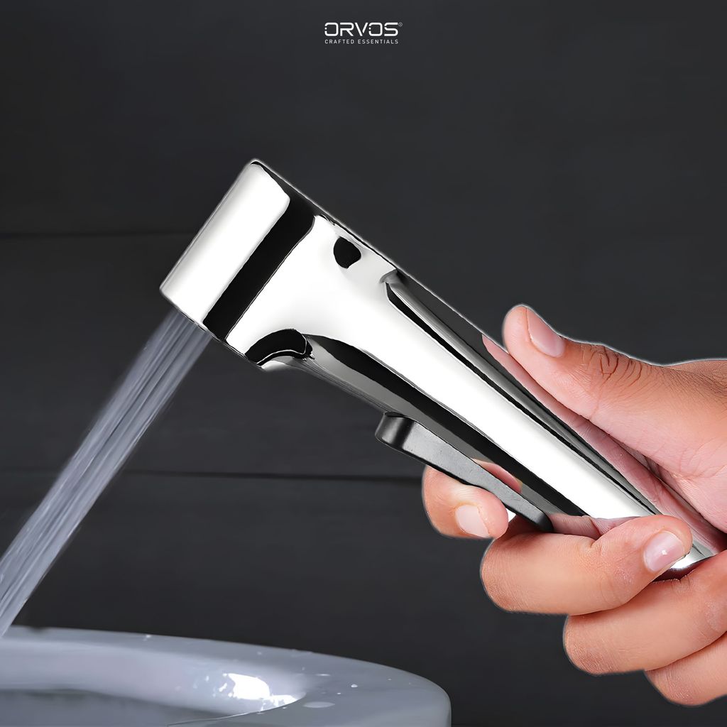 Orvos Health Faucet, Zenith, ABS Outer Body with Brass Insert, With 1.25 Meter Flexible SS 304 Shower Hose And Wall Hook, Jet Spray for High End Luxury Toilets view 2
