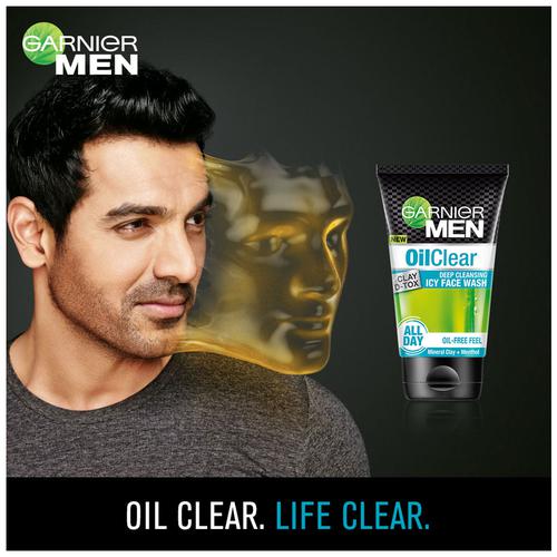 Garnier Men Oil Clear Clay D-Tox Deep Cleansing Icy Face Wash, 100 gm view 2