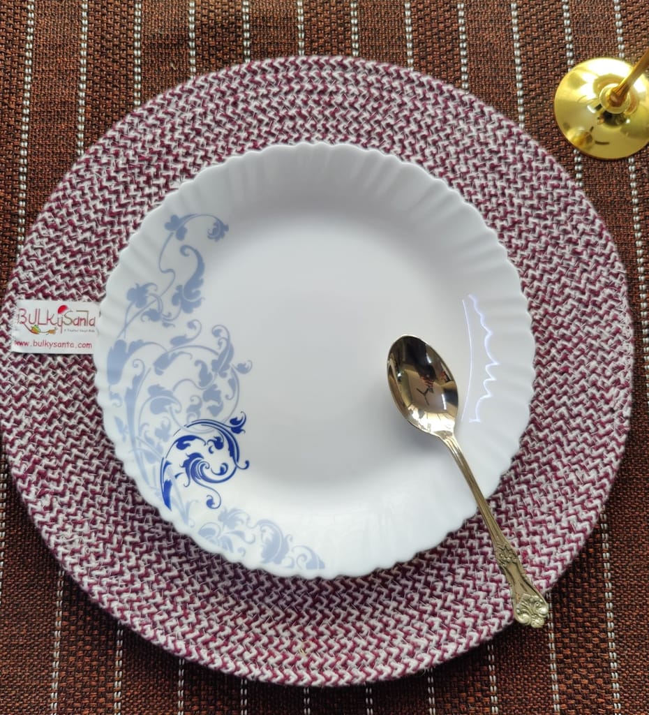 Round table mats cotton placemats (pack of 4) | Dining table mats 14", Heat Resistant, Reversible Use (Maroon) by Bulky Santa view 2