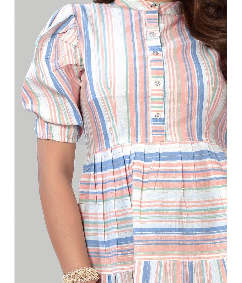 Hemang Fashion Women Cotton Striped Fit & Flare Dress ( Orange ) view 2