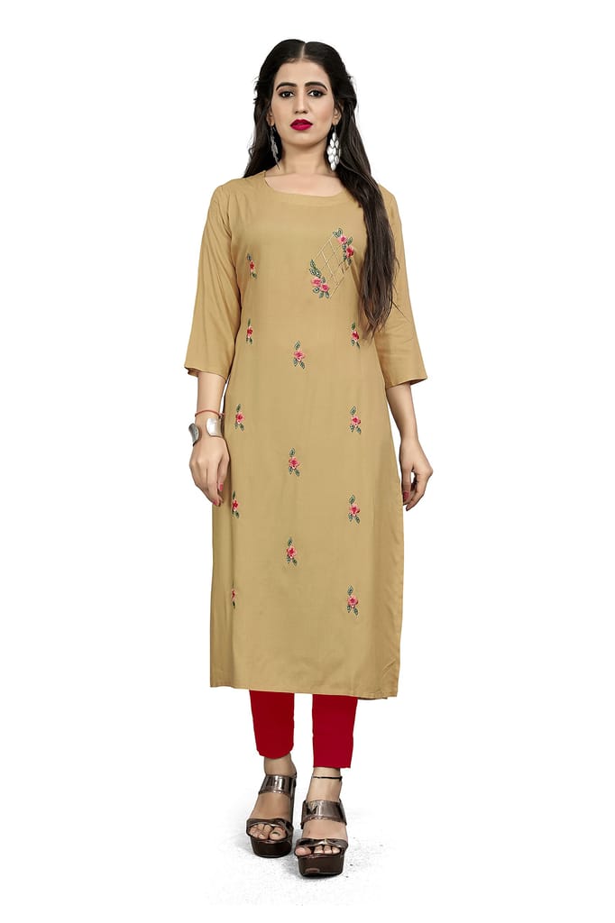 STYLEOO Rayon Embroidered Straight Kurta/kurties for Women and Girls Pack of 2 (M, L, XL, XXL) view 2