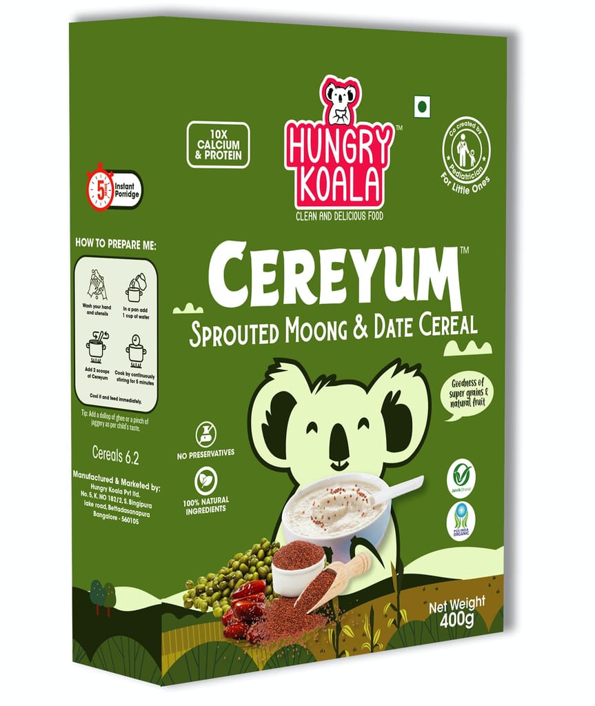 HUNGRY KOALA Cereal Made With Natural Ingridients Sprouted Moong Dates Ragi & Banana For Kids To Grow Healthy No Preservative Or Additives Or Maida 200 Grams Pack Of 2 view 2