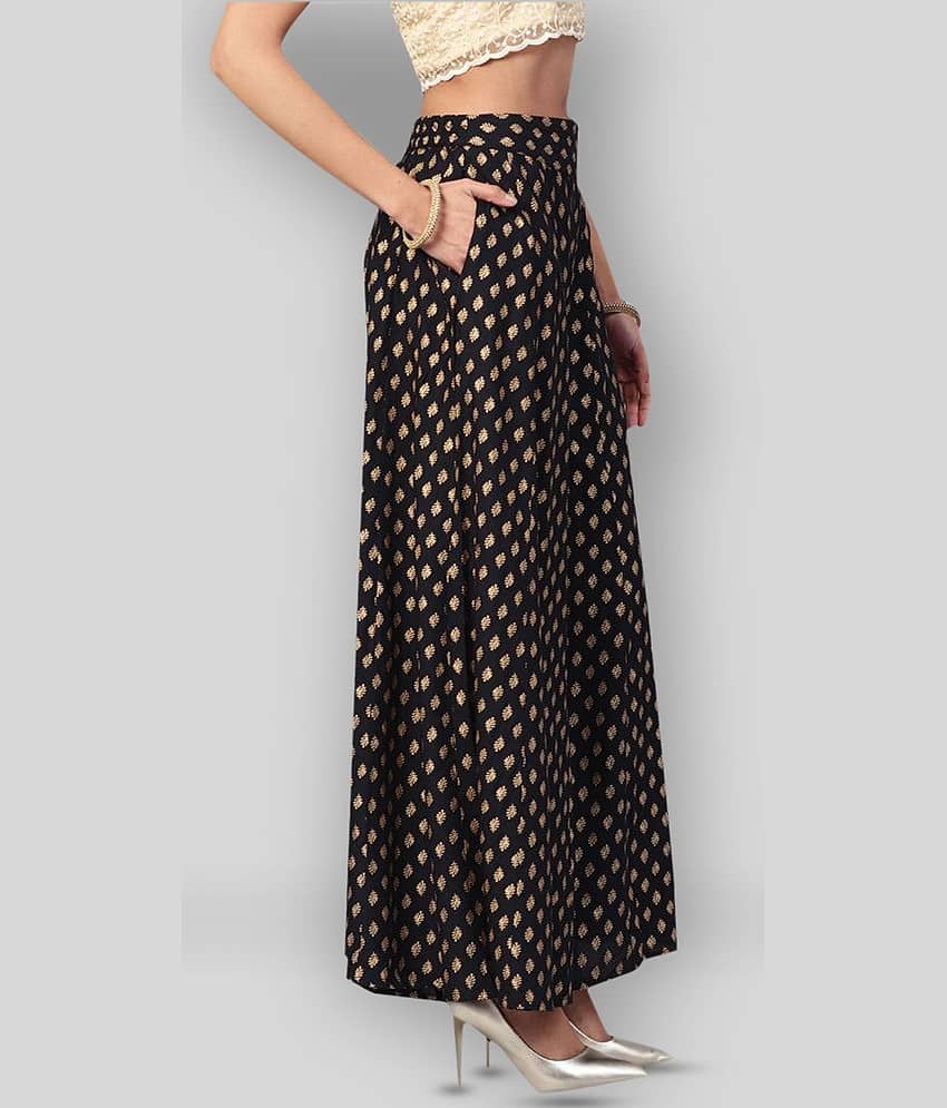 Juniper - Black Rayon Flaired Women's Palazzos ( ) view 2