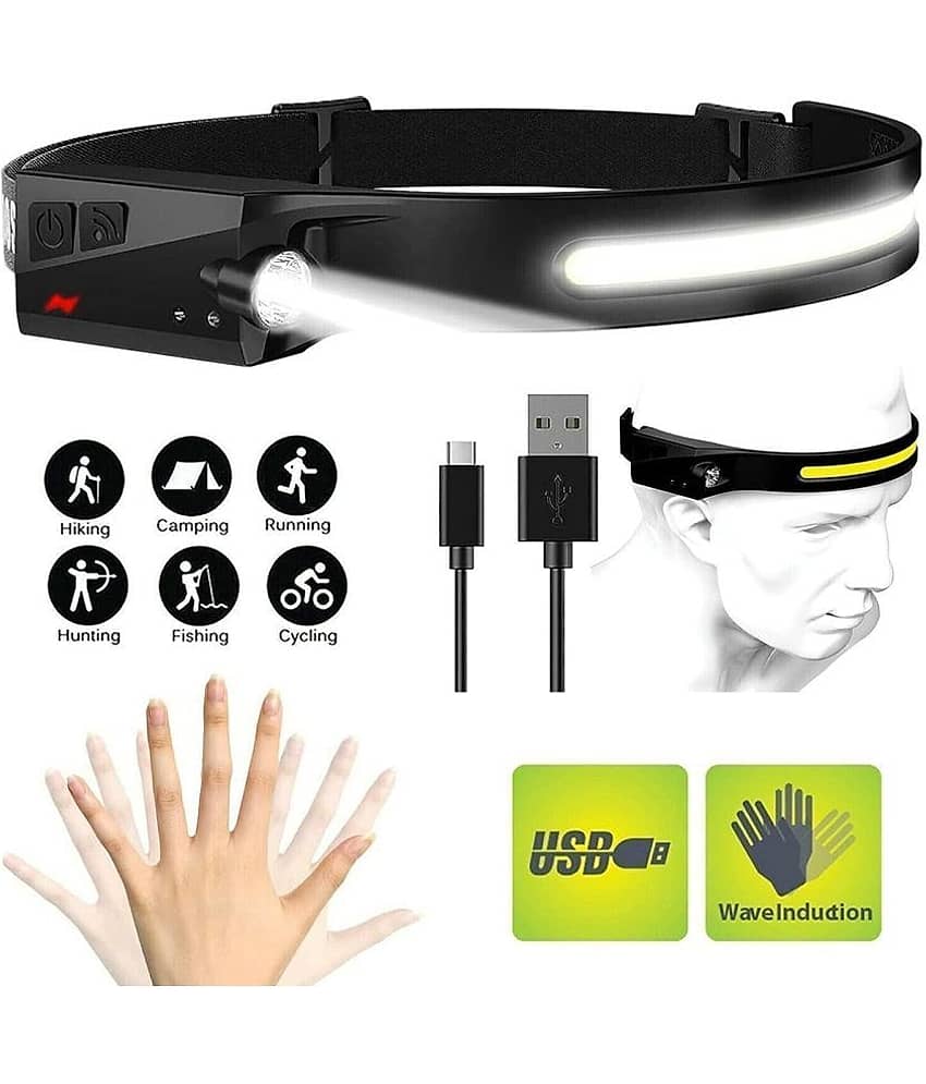 GEEO LED Headlamp with All Perspectives Induction 230° Illumination, 350 Lumens, 2 in 1 Lightweight Head Lights, Weatherproof, Type C Rechargeable Head Lamp for Running Camping, Sensor Outdoor (Pack of 1) view 2