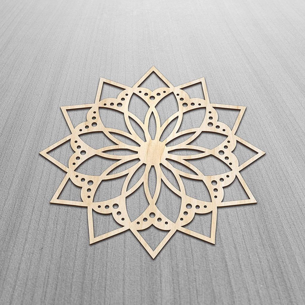 Haoser Mandala Wooden Wall Art, Traditional Star Ornament Polygonal Details, Birch Wood Plywood Rustic Wall Art Accent for Hallway Bedroom Living Room Cafes and Offices (Mandala Design-6_30CM) view 2