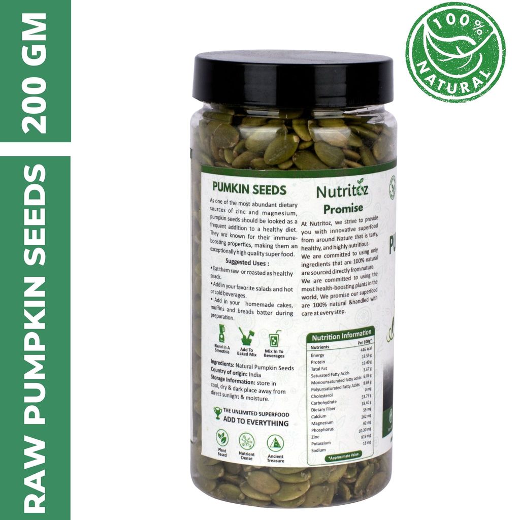 Nutritoz Raw Pumpkin Seeds for Eating, Loaded with Protein, Fiber and Zinc Rich Superfood for Boost Immunity view 2