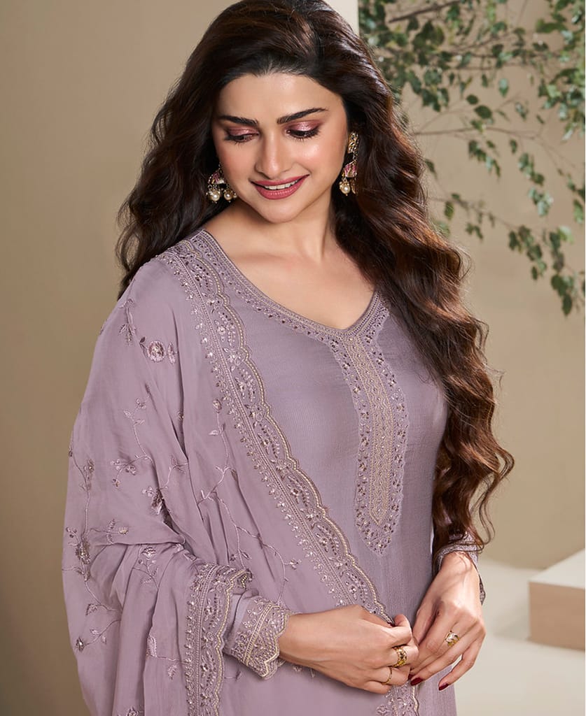 New Wedding Wear Crepe Silk Straight Suit for Women view 2